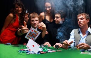 Men playing Cards Smoking Casino